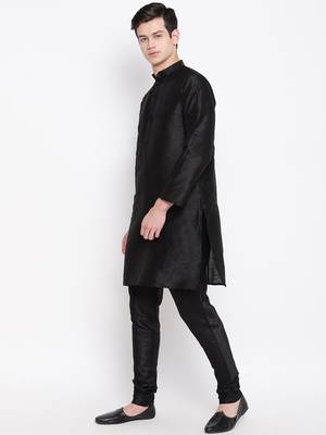 Mag Men's Black Matching Kurta Churidar With Gold waiscoat For Men (RG-19493-36) 3