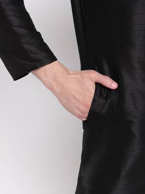 Mag Men's Black Matching Kurta Churidar With Gold waiscoat For Men (RG-19493-36) 5