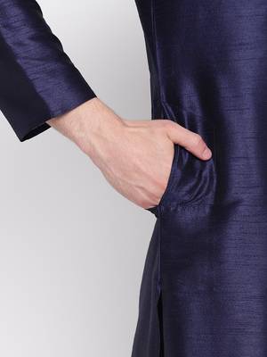 Mag Men's Navy Blue Matching Kurta Churidar With New Gold Waiscoat  For Men (RG-19495-36) 5