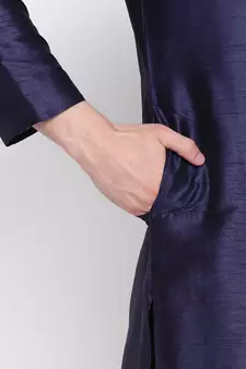 Mag Men's Navy Blue Matching Kurta Churidar With New Gold Waiscoat  For Men (RG-19495-36)