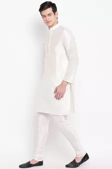 Mag Men's white Matching Kurta Churidar With Mahroon Waiscoat  For Men (RG-19498-36)