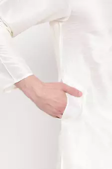 Mag Men's white Matching Kurta Churidar With Mahroon Waiscoat  For Men (RG-19498-36)