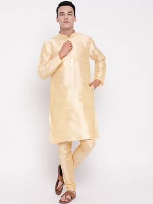 Mag Men's Gold Matching Kurta Churidar With Mahroon Waiscoat For Men (RG-19506-36) 4