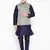 Mag Men's Navy Blue Matching Kurta Churidar With Gray 1st Joot Waiscoat  For Men (RG-19508-36)