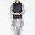 Mag Men's Silver matching Kurta Churidar With Navy Blue Joot Waiscoat For Men (RG-19509-36)