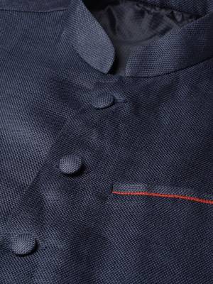 Mag Men's Silver matching Kurta Churidar With Navy Blue Joot Waiscoat For Men (RG-19509-36) 3