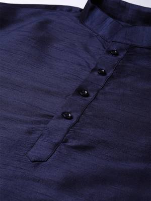 Mag Men's Navy Blue Matching Kurta Churidar With Black 2nd Waiscoat  For Men (RG-19510-36) 3