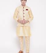 Mag Men's Gold Matching Kurta Churidar With Gold Waiscoat For Men (RG-19516-36)