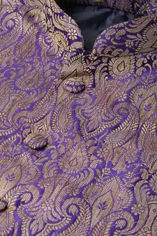 Mag Men's Black Matching Kurta Churidar With Purple Waiscoat For Men (RG-19520-36)