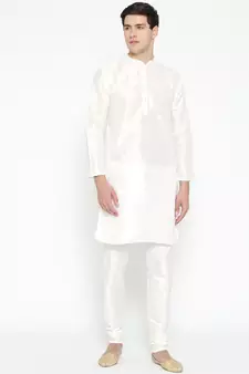 Mag Men's White Matching Kurta Churidar With Mahroon Waiscoat  For Men (RG-19521-36)