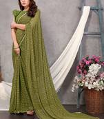 Mehendi woven faux georgette saree with blouse
