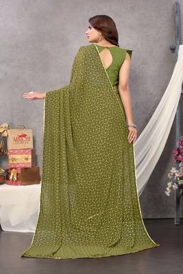 Mehendi woven faux georgette saree with blouse 2