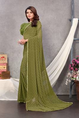 Mehendi woven faux georgette saree with blouse 3