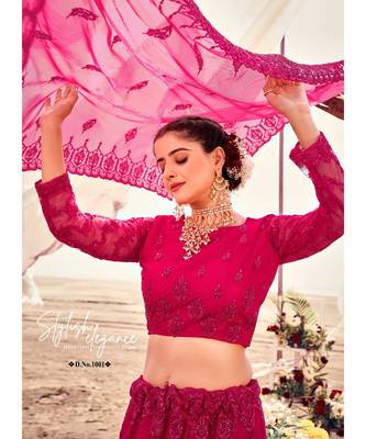 Rani Pink Sequence net Lehenga Choli with Blouse 2