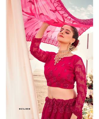 Rani Pink Sequence net Lehenga Choli with Blouse 4