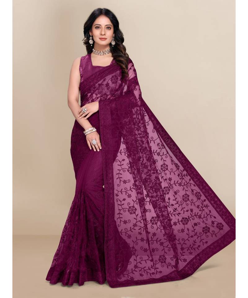 soft net saree with blouse piece