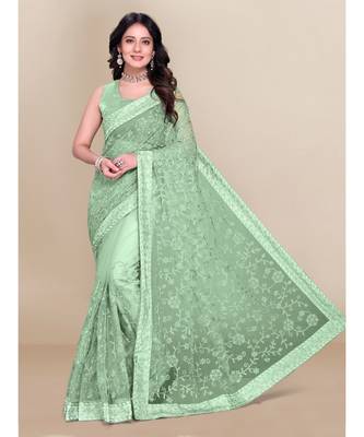 soft net saree with blouse piece 1