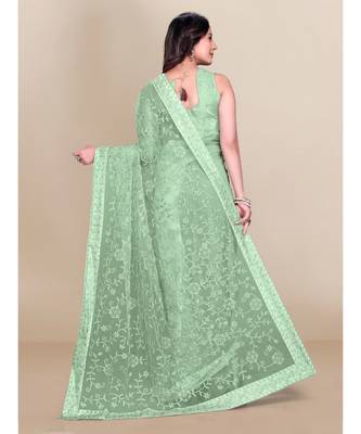 soft net saree with blouse piece 2