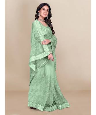 soft net saree with blouse piece 3