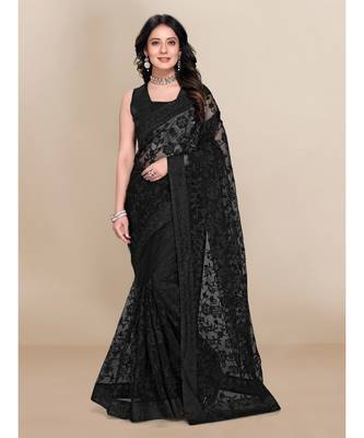 soft net saree with blouse piece 1