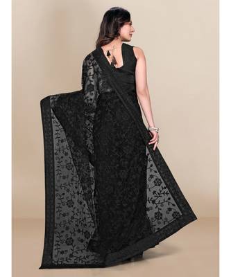 soft net saree with blouse piece 2