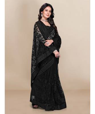 soft net saree with blouse piece 3
