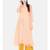 Ada Women Hand Embroidered Peach Kota Lucknow Chikankari Trending Kurta - A100209