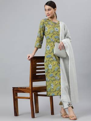 Green block print cotton salwar 1
