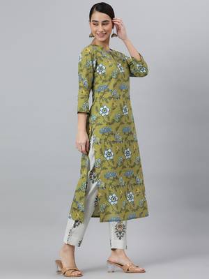 Green block print cotton salwar 3