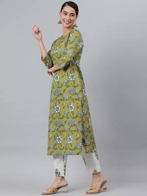 Green block print cotton salwar 4