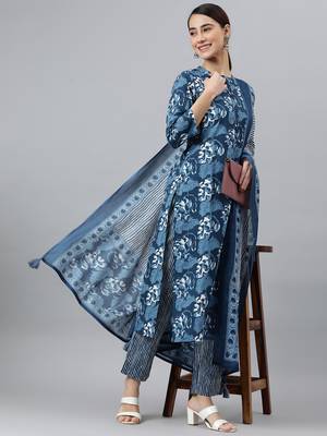 Blue abstract print cotton salwar 2