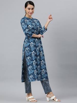 Blue abstract print cotton salwar 3