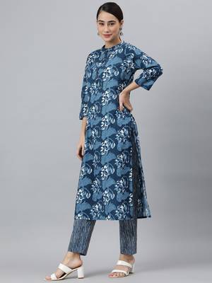 Blue abstract print cotton salwar 4