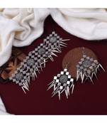 Mirror Embedded Oxidised Choker Set