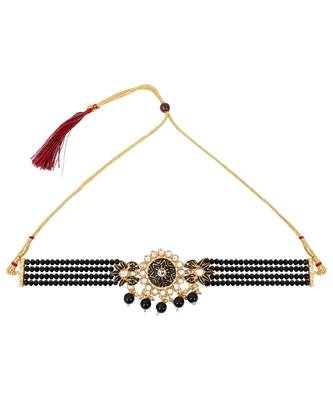 Black Pearl and Stone Embedded Choker Set 3