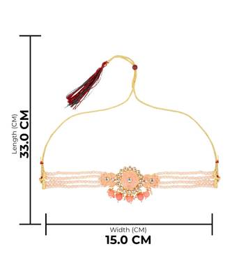 Peach Pearl and Stone Embedded Choker Set 5