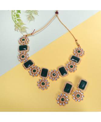 Green Stone Embellished Choker Set 1