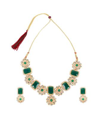 Green Stone Embellished Choker Set 2