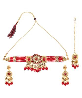 Traditional Red Pearl antique Choker Set 2