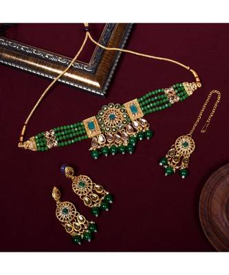 Traditional Green Pearl antique Choker Set 1