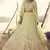 Light Yellow thread embroidered with foil mirror organza Semi Stitched bridal lehenga