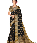 Light Black Woven Cotton Silk Saree With Blouse