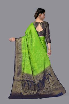Nylon Silk Beautiful Pure Zari Weaving Saree With Rich Pallu Contrast Border 3