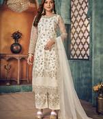 White embroidered net salwar
