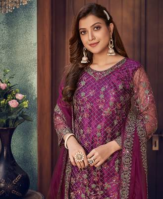 Purple embroidered net salwar 3