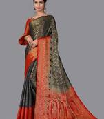 Nylon Silk Beautiful Pure Zari Weaving Saree With Rich Pallu Contrast Border