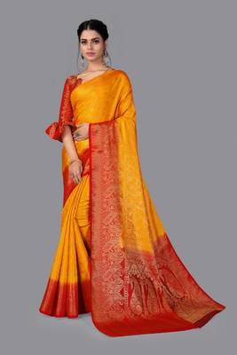 Nylon Silk Beautiful Pure Zari Weaving Saree With Rich Pallu Contrast Border 1