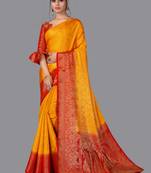 Nylon Silk Beautiful Pure Zari Weaving Saree With Rich Pallu Contrast Border