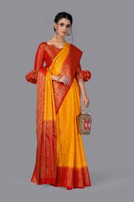 Nylon Silk Beautiful Pure Zari Weaving Saree With Rich Pallu Contrast Border 2