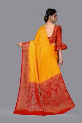 Nylon Silk Beautiful Pure Zari Weaving Saree With Rich Pallu Contrast Border 3